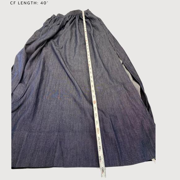 COS NWT Pleated Side Slit Denim Maxi Skirt Dark Wash Size 10 - Picture 7 of 9